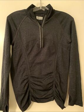 Athleta Dark Charcoal Quarter-Zip Pullover Top